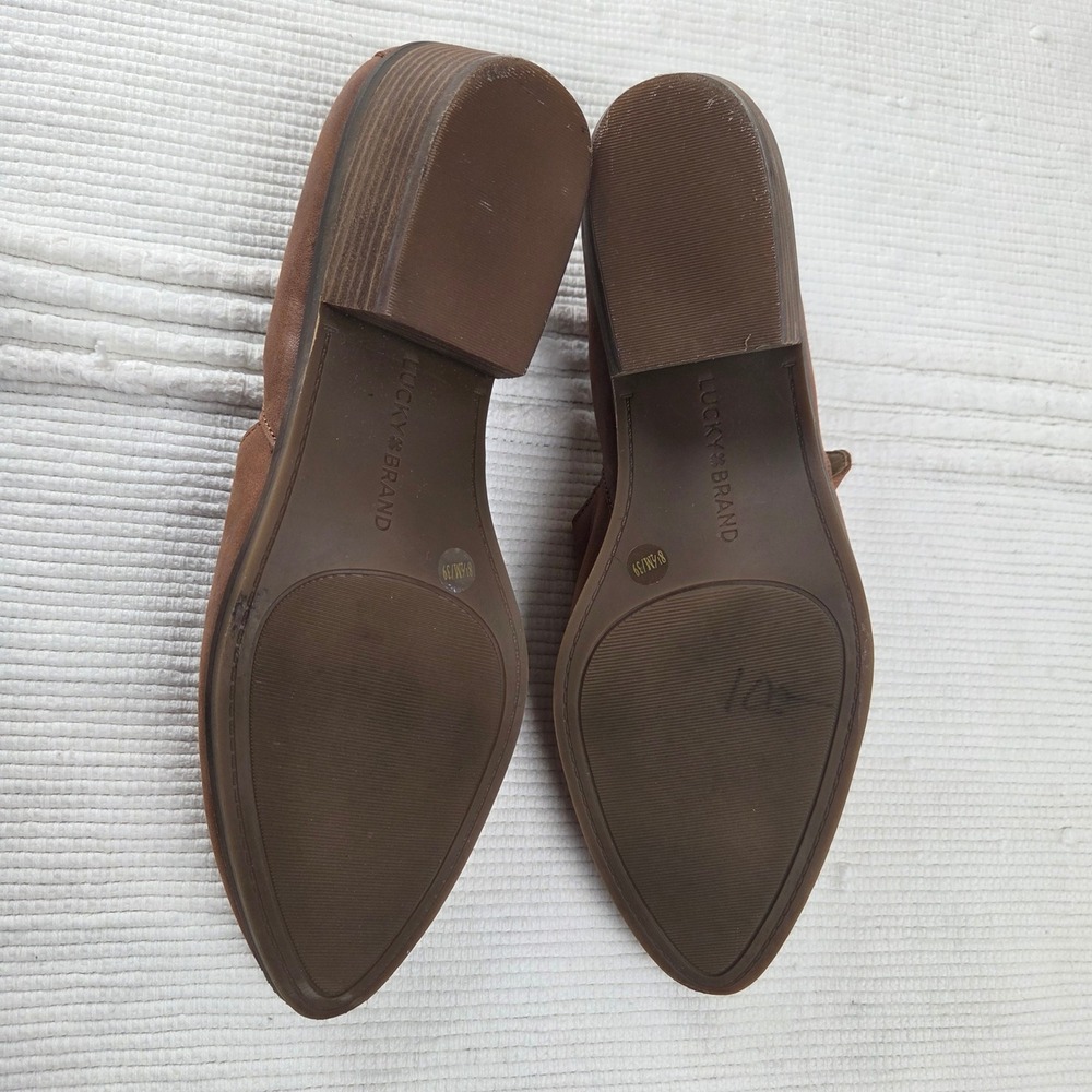 Lucky Brand Macce Brown Leather Ankle Booties Women 8.5 Low Heel LP-MACCE - Picture 5 of 11